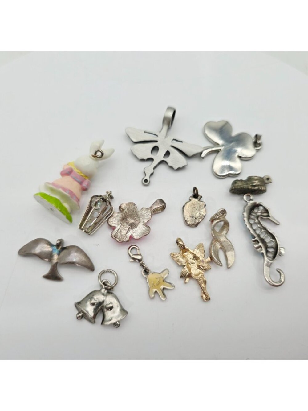 Assorted Charms Pendants Butterfly Seahorse Shamrock Pink Ribbon Fairy Bells - Picture 7 of 7